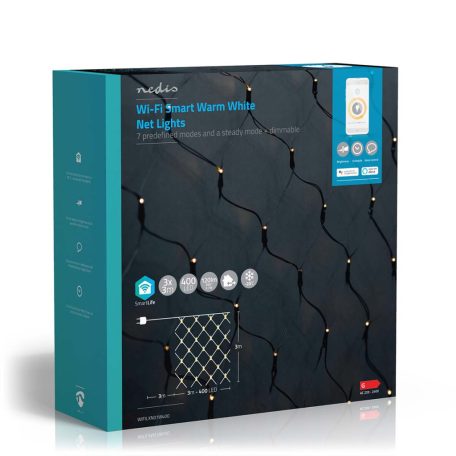 SmartLife Karácsonyi Fények | Háló | Wi-Fi | Meleg Fehér | 400 db. LED | 3.00 m | 3 x 3 m | Android™ / IOS