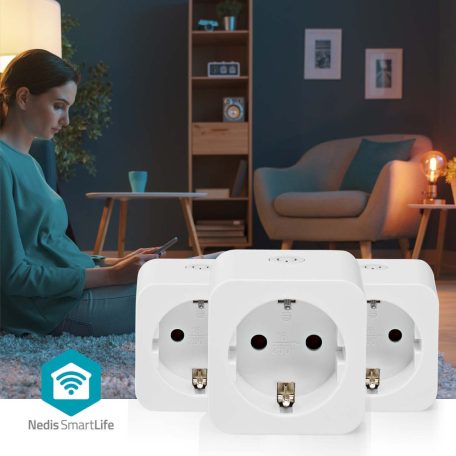 SmartLife Intelligens Csatlakozó | Wi-Fi | IP21 | Teljesítmény mérő | 3680 W | Type F (CEE 7/7) | 0 - 55 °C | Android™ / IOS | Fehér | 3 db