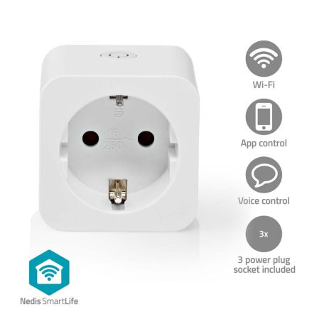 SmartLife Intelligens Csatlakozó | Wi-Fi | IP21 | Teljesítmény mérő | 3680 W | Type F (CEE 7/7) | 0 - 55 °C | Android™ / IOS | Fehér | 3 db