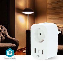   SmartLife Intelligens Csatlakozó | Wi-Fi | IP21 | Teljesítmény mérő | 3680 W | Type F (CEE 7/7) / 1x USB-C™ / 2x USB | 0 - 55 °C | Android™ / IOS | Fehér | 1 db