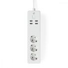 SmartLife elosztót | Wi-Fi | 3x Földelt csatlakozó (CEE 7/3) / 4 x USB | 16 A | 3680 W | 1.8 m | -10 - 40 °C | Android™ / IOS | Fehér