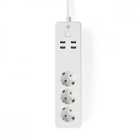 SmartLife elosztót | Wi-Fi | 3x Földelt csatlakozó (CEE 7/3) / 4 x USB | 16 A | 3680 W | 1.8 m | -10 - 40 °C | Android™ / IOS | Fehér