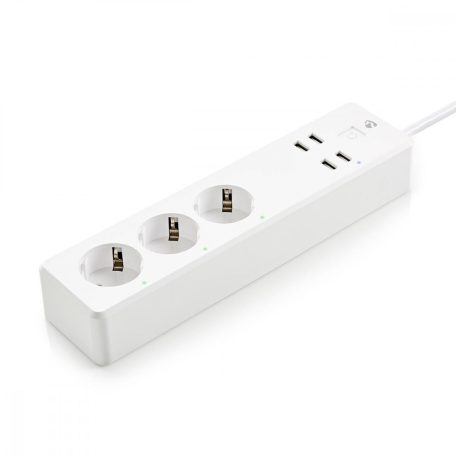 SmartLife elosztót | Wi-Fi | 3x Földelt csatlakozó (CEE 7/3) / 4 x USB | 16 A | 3680 W | 1.8 m | -10 - 40 °C | Android™ / IOS | Fehér