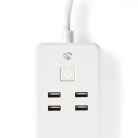 SmartLife elosztót | Wi-Fi | 3x Földelt csatlakozó (CEE 7/3) / 4 x USB | 16 A | 3680 W | 1.8 m | -10 - 40 °C | Android™ / IOS | Fehér