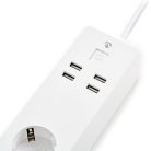 SmartLife elosztót | Wi-Fi | 3x Földelt csatlakozó (CEE 7/3) / 4 x USB | 16 A | 3680 W | 1.8 m | -10 - 40 °C | Android™ / IOS | Fehér