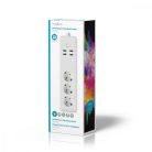SmartLife elosztót | Wi-Fi | 3x Földelt csatlakozó (CEE 7/3) / 4 x USB | 16 A | 3680 W | 1.8 m | -10 - 40 °C | Android™ / IOS | Fehér