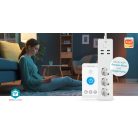SmartLife elosztót | Wi-Fi | 3x Földelt csatlakozó (CEE 7/3) / 4 x USB | 16 A | 3680 W | 1.80 m | -10 - 40 °C | Android™ / IOS | Fehér
