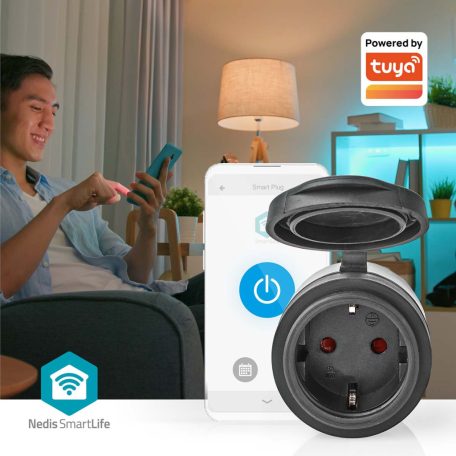 SmartLife Intelligens Csatlakozó | Wi-Fi | IP44 | 3680 W | Földelt csatlakozó / F típus (CEE 7/7) | -5 - 40 °C | Android™ / IOS | Fekete | 1 db