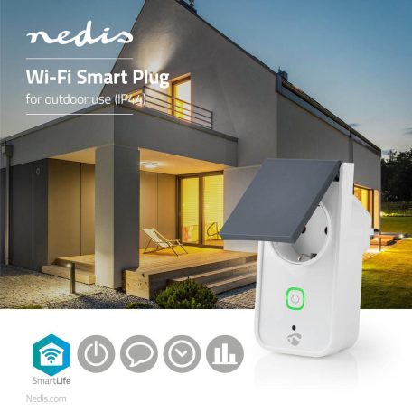 SmartLife Intelligens Csatlakozó | Wi-Fi | IP44 | Teljesítmény mérő | 3680 W | Földelt csatlakozó / F típus (CEE 7/7) | -30 - 40 °C | Android™ / IOS | Fehér / Szürke | 1 db