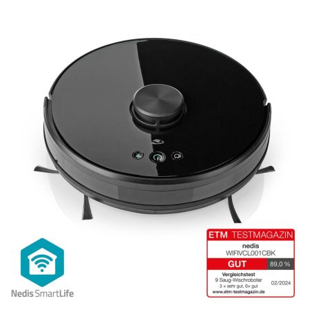 SmartLife Robot Porszívó | Lézeres navigáció | Wi-Fi | Gyűjtőtartály térfogat: 0.6 l | Automatikus töltés | Maximális működési idő: 2 óra | Fekete | Android™ / IOS