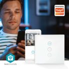 SmartLife fali kapcsoló | Wi-Fi | Függöny / Napernyő / Redőny | Fali Tartó | 300 W | Android™ / IOS | Üveg | Fehér
