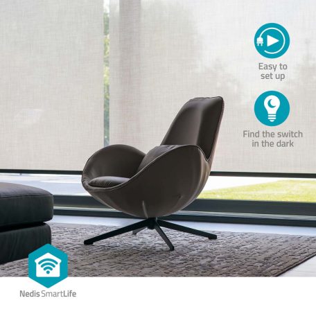 SmartLife fali kapcsoló | Wi-Fi | Függöny / Napernyő / Redőny | Fali Tartó | 300 W | Android™ / IOS | Üveg | Fehér