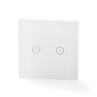 SmartLife fali kapcsoló | Wi-Fi | Dupla | Fali Tartó | 1000 W | Android™ / IOS | Üveg | Fehér