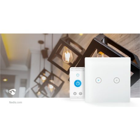 SmartLife fali kapcsoló | Wi-Fi | Dupla | Fali Tartó | 1000 W | Android™ / IOS | Üveg | Fehér