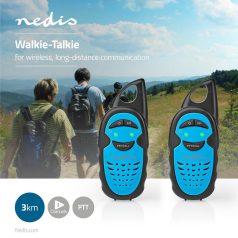   NEDIS Walkie-Talkie szett | 2 Kézibeszélő | Legfeljebb 3 km | Frekvencia csatornák: 3 | PTT | Max. 3 óráig | Fekete / Kék