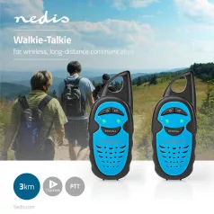   Walkie-Talkie szett | 2 Kézibeszélő | Legfeljebb 3 km | Frekvencia csatornák: 3 | PTT | Max. 3 óráig | Fekete / Kék