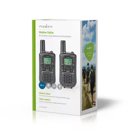 Walkie-Talkie szett | 2 Kézibeszélő | Legfeljebb 5 km | Frekvencia csatornák: 8 | PTT / VOX | Max. 2.5 óráig | Fekete
