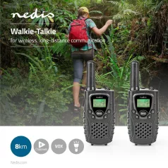   Walkie-Talkie szett | 2 Kézibeszélő | Legfeljebb 8 km | Frekvencia csatornák: 8 | PTT / VOX | Max. 2.5 óráig | Fejhallgató kimenet | Fekete