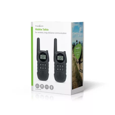 Walkie-Talkie szett | 2 Kézibeszélő | Legfeljebb 10 km | Frekvencia csatornák: 8 | PTT / VOX | Max. 3 óráig | Fejhallgató kimenet | Fekete