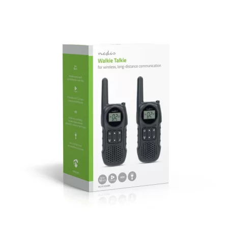 Walkie-Talkie szett | 2 Kézibeszélő | Legfeljebb 10 km | Frekvencia csatornák: 8 | PTT / VOX | Max. 3 óráig | Fejhallgató kimenet | Fekete