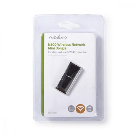 Hálózati adapter | Wi-Fi | N300 | 2.4 GHz | USB2.0 | Wi-Fi sebesség összesen: 300 Mbps | Windows 7 / Windows 8