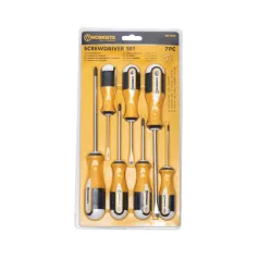   WORKSITE WT1606 csavarhúzó készlet, 7db, lapos és Phillips csillag fejek, mágneses, edzett