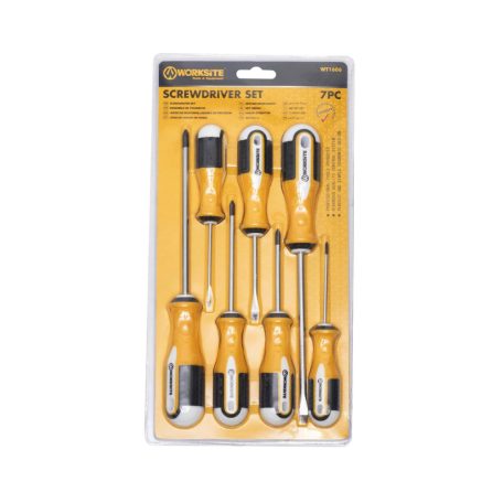 WORKSITE WT1606 csavarhúzó készlet, 7db, lapos és Phillips csillag fejek, mágneses, edzett
