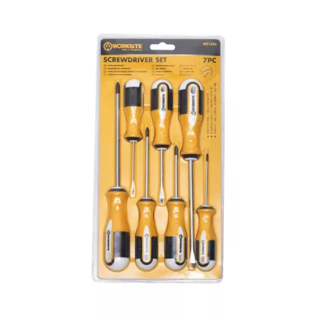 WORKSITE WT1606 csavarhúzó készlet, 7db, lapos és Phillips csillag fejek, mágneses, edzett