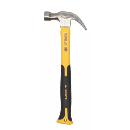 WORKSITE WT3003 szöghúzó karmos kalapács, 500g, üvegszálas nyél, csúszásgátló markolat