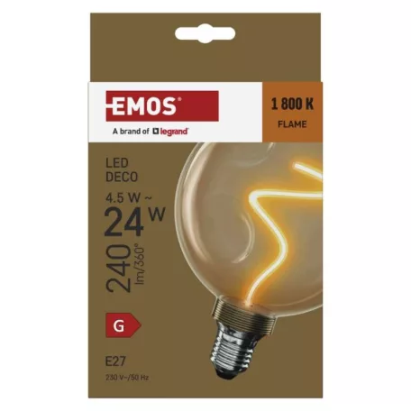LED izzó DECO CG125A / E27 / 4,5 W (24 W) / 240 lm / flame