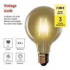 LED izzó Vintage G95 / E27 / 4,5 W (40 W) / 420 lm / Meleg fehér