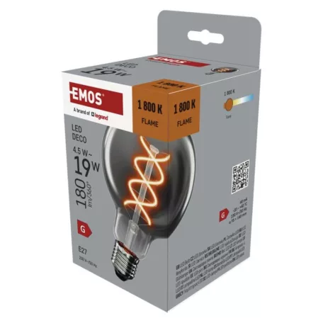 LED izzó DECO SMOKED G95 / E27 / 4,5 W (19 W) / 180 lm / flame