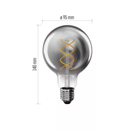 LED izzó DECO SMOKED G95 / E27 / 4,5 W (19 W) / 180 lm / flame