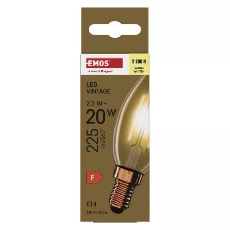 LED izzó Vintage gyertya / E14 / 2,5 W (20 W) / 225 lm / Meleg fehér