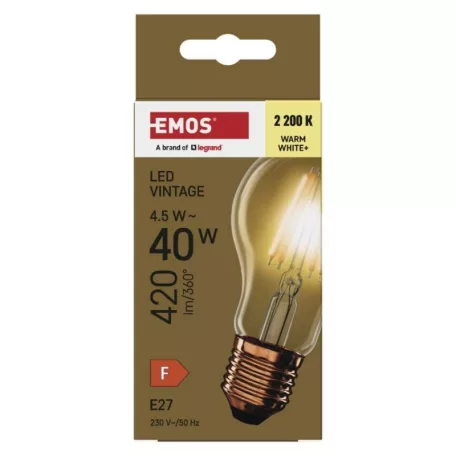 LED izzó Vintage A60 / E27 / 4,5 W (40 W) / 420 lm / Meleg fehér