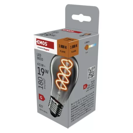 LED izzó DECO SMOKED A60 / E27 / 4,5 W (19 W) / 180 lm / flame