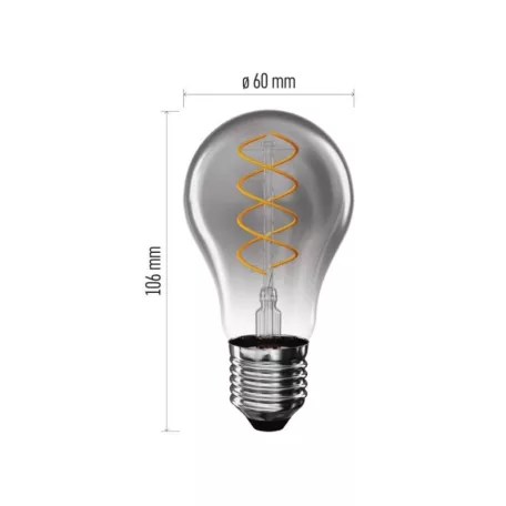 LED izzó DECO SMOKED A60 / E27 / 4,5 W (19 W) / 180 lm / flame