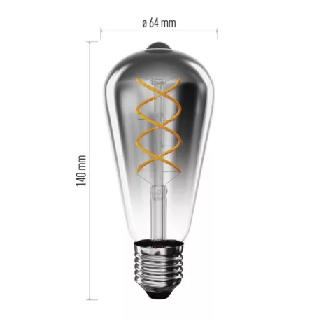 LED izzó DECO SMOKED ST64 / E27 / 4,5 W (19 W) / 180 lm / flame