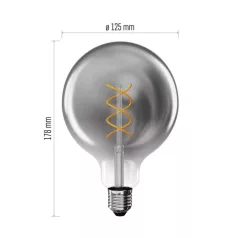   LED izzó DECO SMOKED G125 / E27 / 4,5 W (19 W) / 180 lm / flame