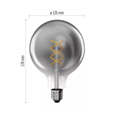 LED izzó DECO SMOKED G125 / E27 / 4,5 W (19 W) / 180 lm / flame