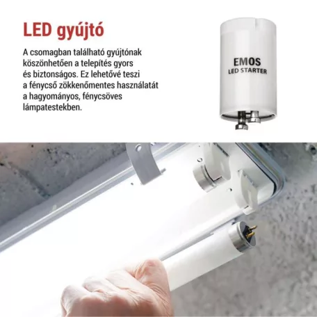 EMOS LED Fénycső T8 15 W 2 550 lm 120 cm, Hideg fehér