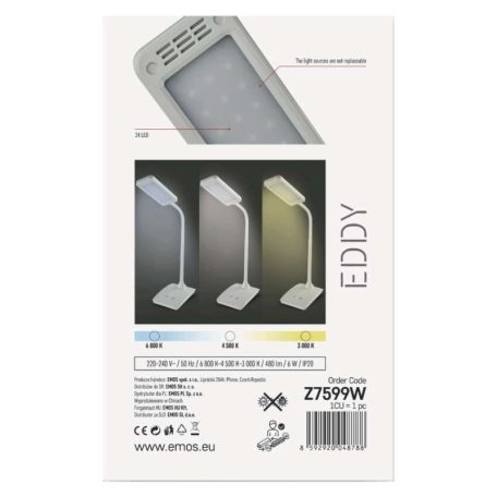 EMOS Eddy LED asztali lámpa, fehér