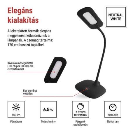 EMOS Stella LED asztali lámpa, fekete