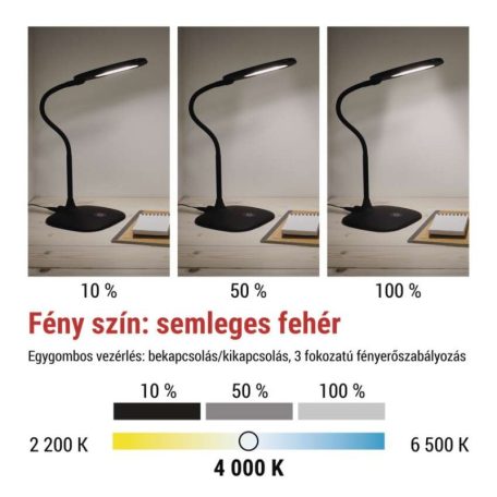 EMOS Stella LED asztali lámpa, fekete