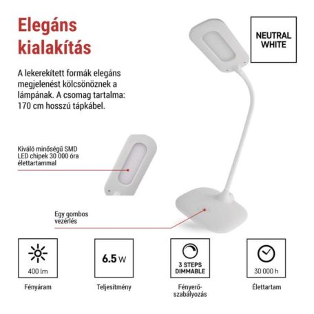EMOS Stella LED asztali lámpa, fehér