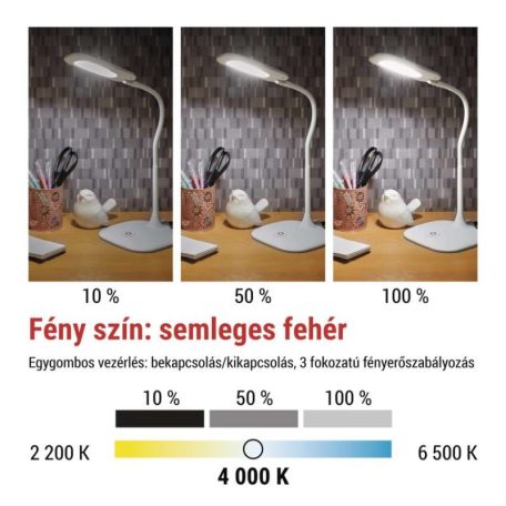 EMOS Stella LED asztali lámpa, fehér