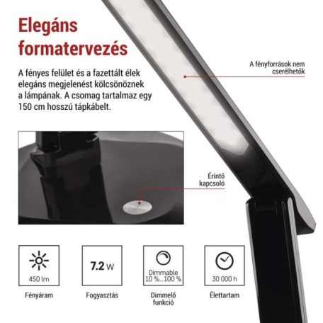 EMOS Chase LED asztali lámpa, fekete