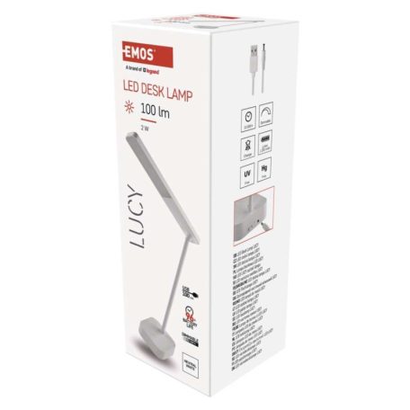 EMOS Lucy LED asztali lámpa, újratölthető, fehér