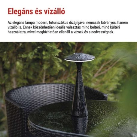 EMOS Jason LED asztali lámpa, újratölthető, fekete