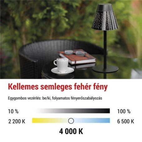 EMOS Grace LED asztali lámpa, újratölthető, fekete